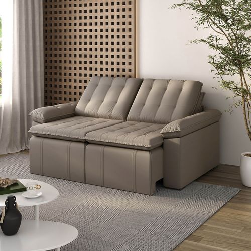 Sofá Cama Retrátil e Reclinável 3 Lugares 200cm Veludo com Molas Palmeira CabeCasa MadeiraOriginals Castor Castor