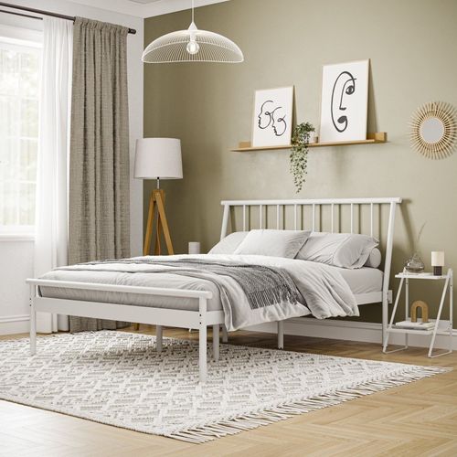 Cama Queen em Aço Begônia CabeCasa MadeiraOriginals Branco