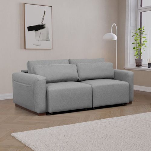 Sofá Essence Retrátil 2 Lugares 180cm CabeCasa MadeiraOriginals Cinza Mescla Claro Cinza Mescla Claro