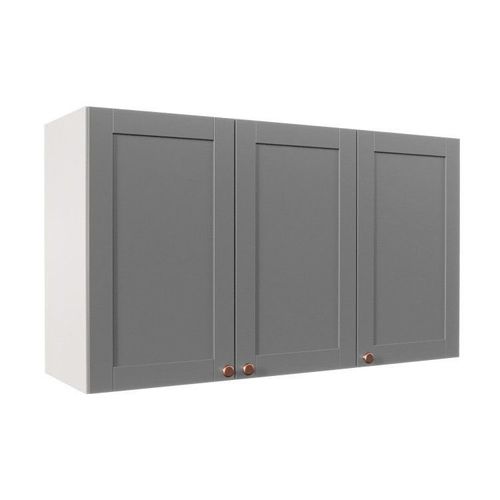 Armário Aéreo 3 Portas 120cm Arizona CabeCasa MadeiraOriginals Branco/Cinza Claro