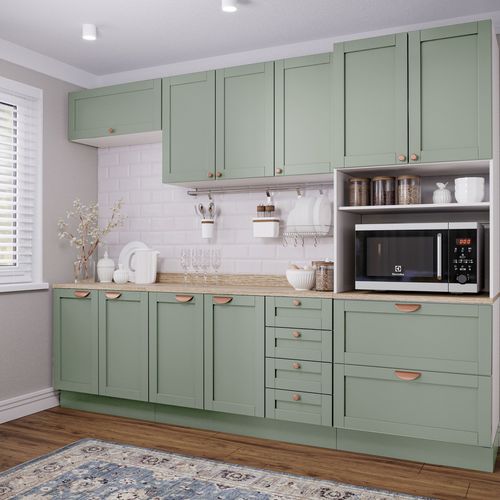 Cozinha Modulada 5 Peças Arizona CabeCasa MadeiraOriginals Verde Menta