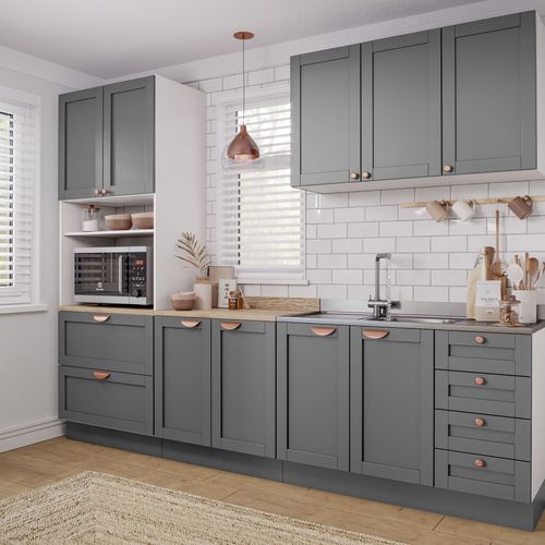 Cozinha Modulada 4 Peças com Torre para Microondas Arizona CabeCasa MadeiraOriginals Branco/Cinza