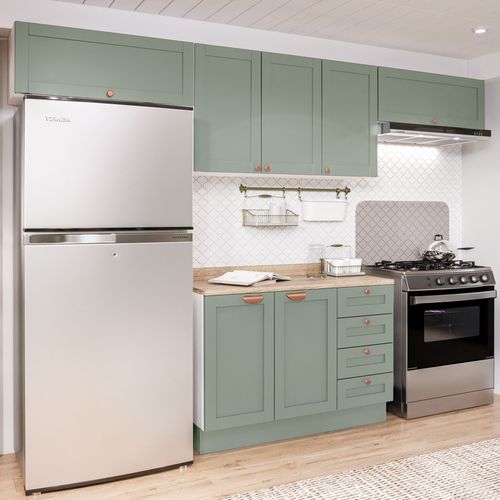 Cozinha Modulada 4 Peças com 3 Aéreos e Balcão 120cm Arizona CabeCasa MadeiraOriginals Branco/Menta