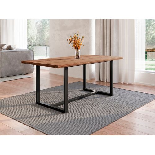 Mesa Jantar Madeira Maciça 183x92cm 6 Lugares Lumber CabeCasa MadeiraOriginals Marrom/Preto