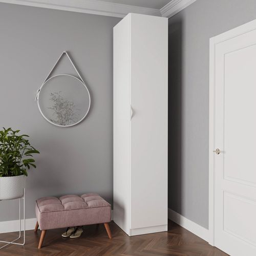 Guarda Roupa 1 Porta 6 Prateleiras Hera CabeCasa MadeiraOriginals Branco Geada