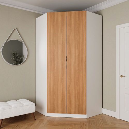Guarda Roupa de Canto Closet Modular com 6 Prateleiras Hera CabeCasa MadeiraOriginals Branco Geada/Louro