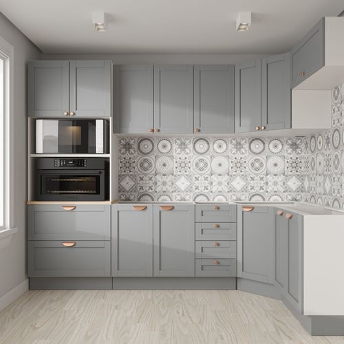 Cozinha Modulada 7 Peças 3 Aéreos 3 Balcões e Torre Quente Arizona CabeCasa MadeiraOriginals Branco e Cinza