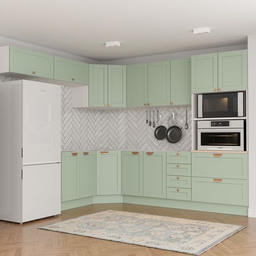 Cozinha Modulada 8 Peças 4 Aéreos 3 Balcões e Torre Quente Arizona CabeCasa MadeiraOriginals Branco e Menta