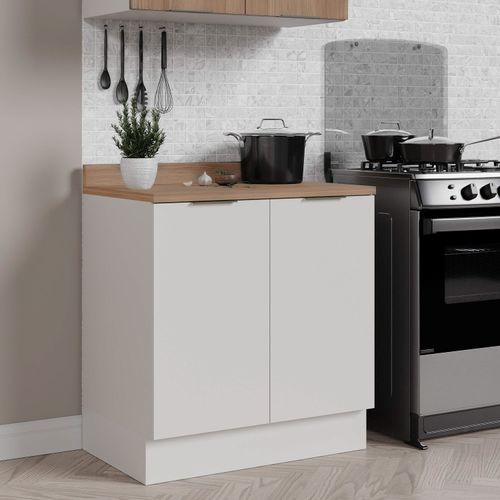 Balcão 2 Portas Com Tampo e Rodapé Ipanema CabeCasa MadeiraOriginals Branco