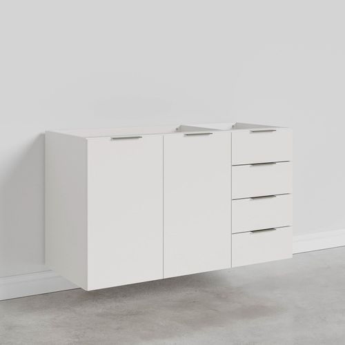 Balcão Pia 2 Portas 4 Gavetas sem Tampo Ipanema CabeCasa MadeiraOriginals Branco