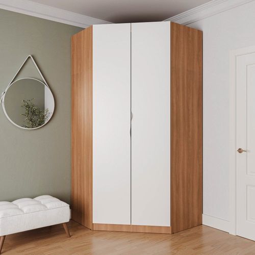 Guarda Roupa de Canto Closet Modular com 6 Prateleiras Hera CabeCasa MadeiraOriginals Louro/Branco Geada