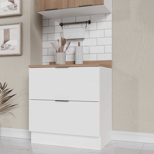 Balcão 2 Gavetões com Tampo e Rodapé Ipanema CabeCasa MadeiraOriginals Branco