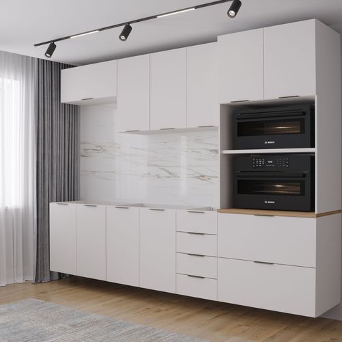 Cozinha Modulada 5 Peças 2 Aéreos 2 Balcões 1 Torre Quente Ipanema CabeCasa MadeiraOriginals Branco