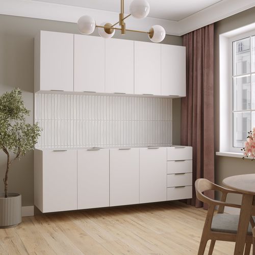 Cozinha Modulada 4 Peças sem Tampo 2 Aéreos e 2 Balcões Ipanema CabeCasa MadeiraOriginals Branco
