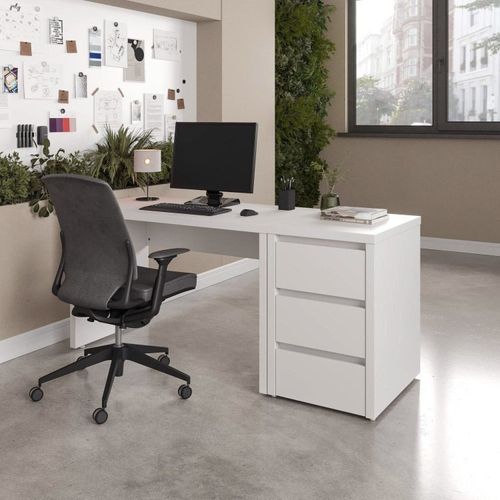Escrivaninha Mesa Escritório com Gaveteiro Ficus 170cm CabeCasa MadeiraOriginals Branco Branco
