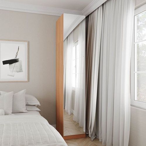 Guarda Roupa Modulado 1 Porta com Espelho 6 Prateleiras Hera CabeCasa MadeiraOriginals Louro/Branco Geada
