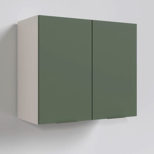 Armário Aéreo 2 Portas Ipanema CabeCasa MadeiraOriginals Verde Folha/Branco