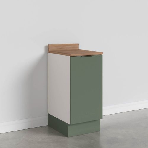 Balcão 1 Porta com Tampo e Rodapé Ipanema CabeCasa MadeiraOriginals Verde Folha/Branco