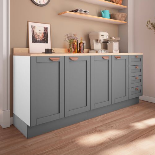 Cozinha Modulada 2 Peças com Tampo 2 Balcões CabeCasa MadeiraOriginals Branco/Cinza