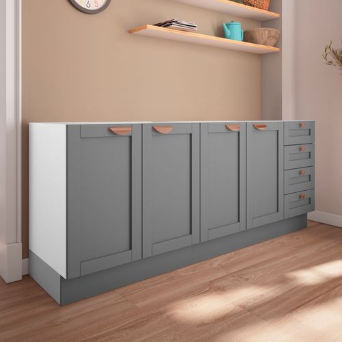Cozinha Modulada 2 Peças Sem Tampo 2 Balcões CabeCasa MadeiraOriginals Branco/Cinza