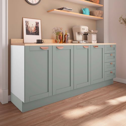 Cozinha Modulada 2 Peças com Tampo 2 Balcões CabeCasa MadeiraOriginals Branco/Menta