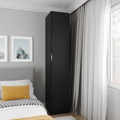 Guarda Roupa 1 Porta 6 Prateleiras Hera CabeCasa MadeiraOriginals Preto