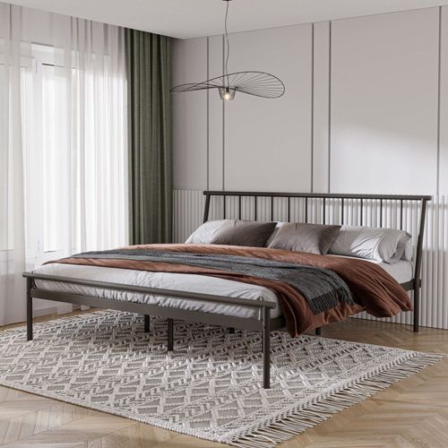 Cama King em Aço Begônia CabeCasa MadeiraOriginals Estanho