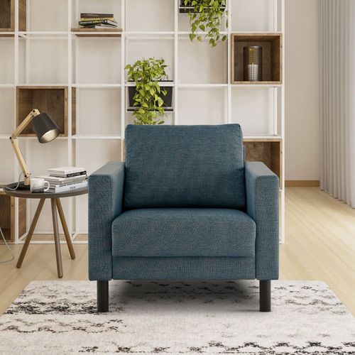 Poltrona em Linho Antúrio CabeCasa MadeiraOriginals Azul Azul