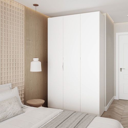 Guarda Roupa Modulado 3 Portas com Cabideiro Hera CabeCasa MadeiraOriginals Branco Geada/Cromado