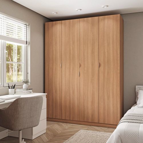 Guarda Roupa Modulado 4 Portas com Cabideiro Hera CabeCasa MadeiraOriginals Louro/Cromado