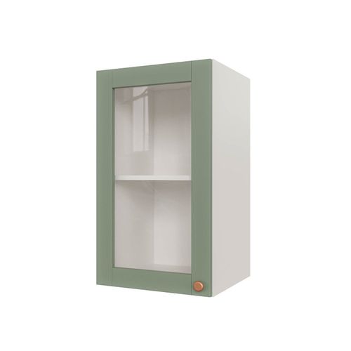Armário Aéreo 1 Portas 40cm com Porta de Vidro Arizona CabeCasa MadeiraOriginals Branco/Menta