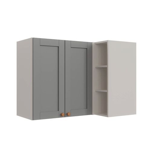Armário Aéreo de Canto Reto 2 Portas 3 Nichos Arizona CabeCasa MadeiraOriginals Branco/Cinza