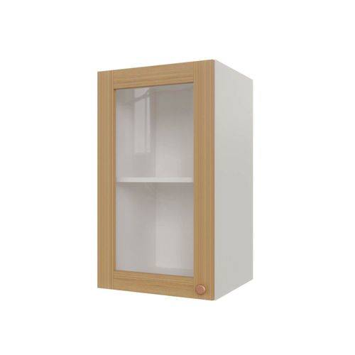 Armário Aéreo 1 Portas 40cm com Porta de Vidro Arizona CabeCasa MadeiraOriginals Branco/Figueira