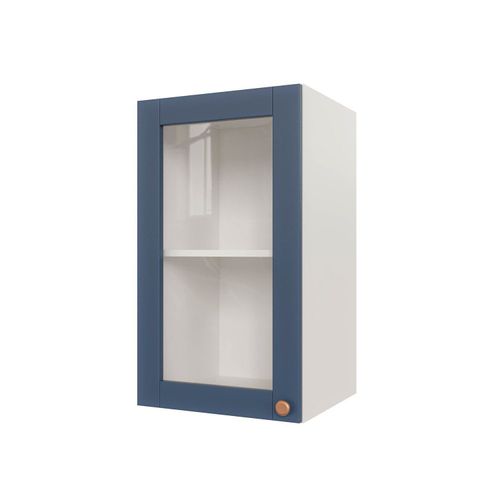 Armário Aéreo 1 Portas 40cm com Porta de Vidro Arizona CabeCasa MadeiraOriginals Branco/Azul
