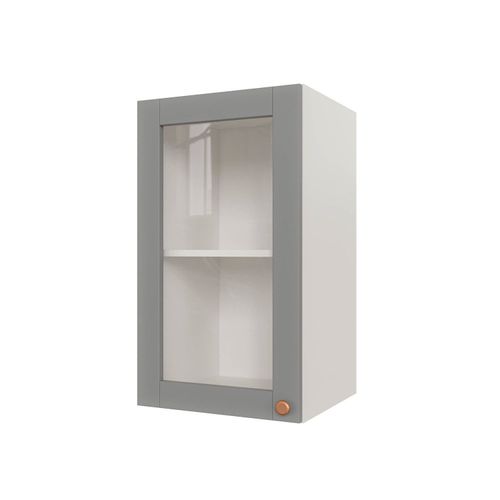 Armário Aéreo 1 Portas 40cm com Porta de Vidro Arizona CabeCasa MadeiraOriginals Branco/Cinza