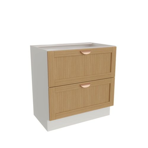 Balcão 2 Gavetões 80cm sem Tampo Arizona CabeCasa MadeiraOriginals Branco/Figueira