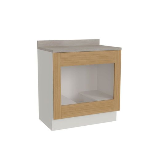 Balcão para Forno de Embutir 80cm Arizona CabeCasa MadeiraOriginals Branco e Figueira