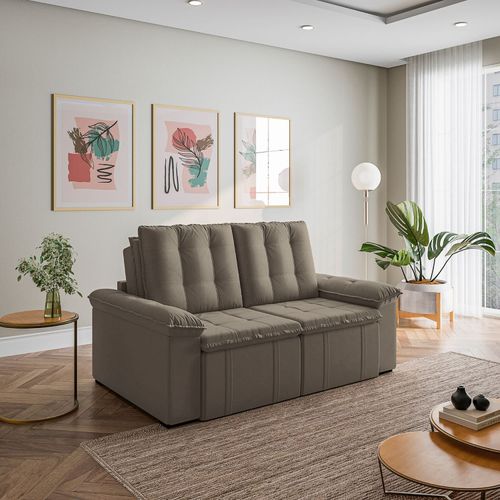Sofá Retrátil Reclinável 3 Lugares 180cm Veludo com Molas Palmeira CabeCasa MadeiraOriginals Castor Castor