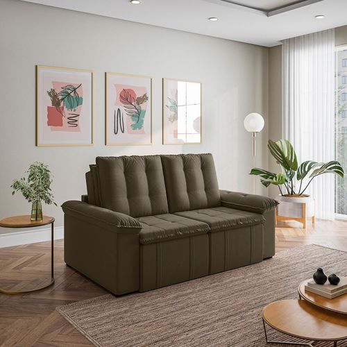 Sofá Retrátil Reclinável 3 Lugares 180cm Veludo com Molas Palmeira CabeCasa MadeiraOriginals Grafite Grafite