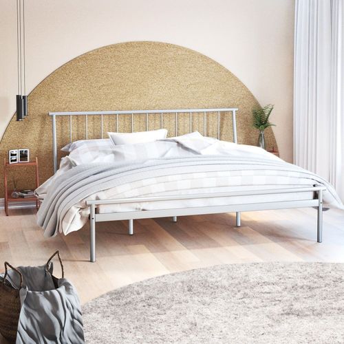 Cama King em Aço Begônia CabeCasa MadeiraOriginals Prata