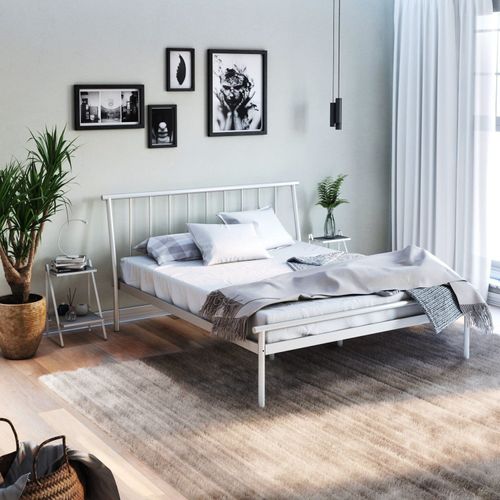 Cama Queen em Aço Begônia CabeCasa MadeiraOriginals Prata