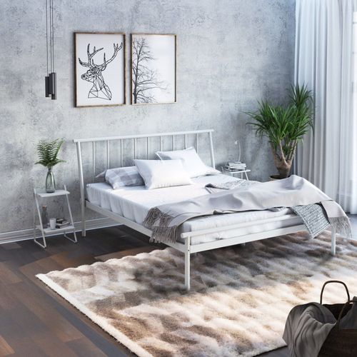 Cama Queen em Aço Begônia CabeCasa MadeiraOriginals Off White