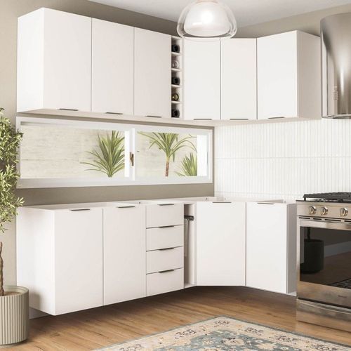 Cozinha Modulada 8 Peças sem Tampo Ipanema CabeCasa MadeiraOriginals Branco Branco