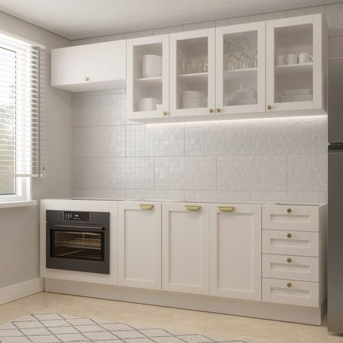 Cozinha Modulada 6 Peças sem Tampo com Balcão para Forno de Embutir CabeCasa MadeiraOriginals Branco