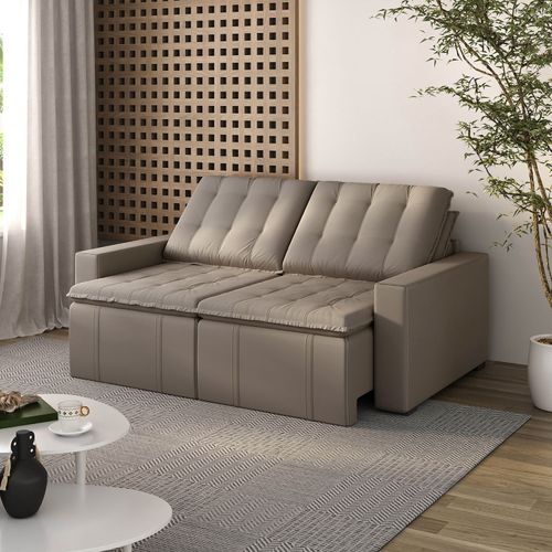 Sofá Cama Retrátil e Reclinável 3 Lugares 200cm em Veludo Palmeira CabeCasa MadeiraOriginals Castor Castor