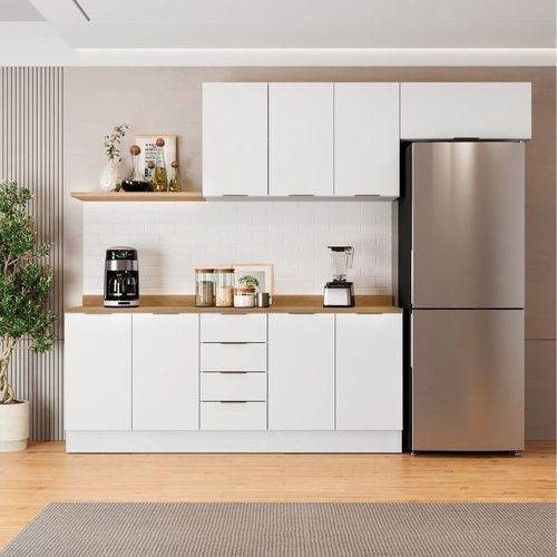 Cozinha Modulada 4 Peças com Tampo 2 Aéreos e 2 Balcões Ipanema CabeCasa MadeiraOriginals Branco