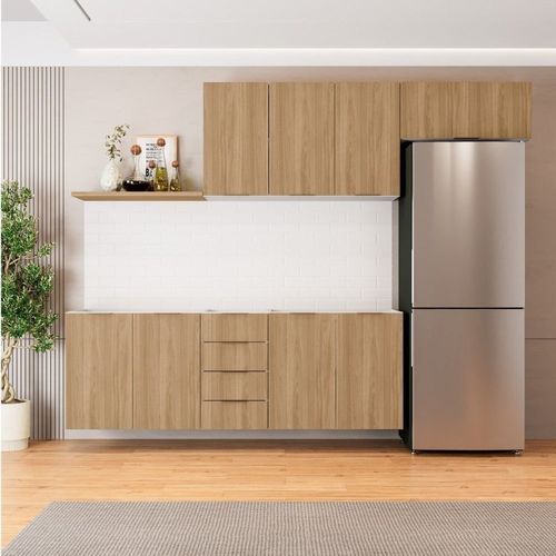 Cozinha Modulada 4 Peças sem Tampo 2 Aéreos e 2 Balcões 2 Portas Ipanema CabeCasa MadeiraOriginals Acácia