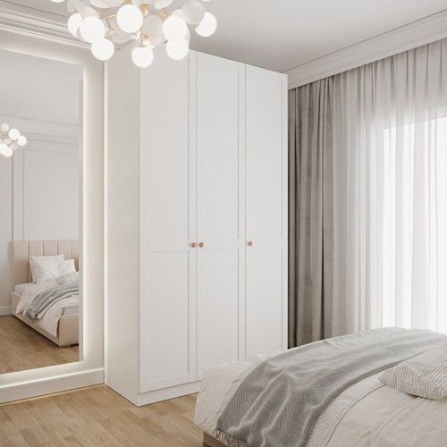 Guarda Roupas Modulado 3 Portas Americanas Hera CabeCasa MadeiraOriginals Branco Geada