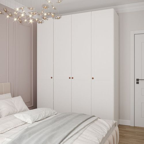 Guarda Roupas Modulado 4 Portas Americanas Hera CabeCasa MadeiraOriginals Branco Geada