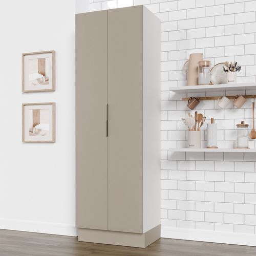 Armário Multiuso 2 Portas 70cm com Rodapé Ipanema CabeCasa MadeiraOriginals Fendi Trama/Branco